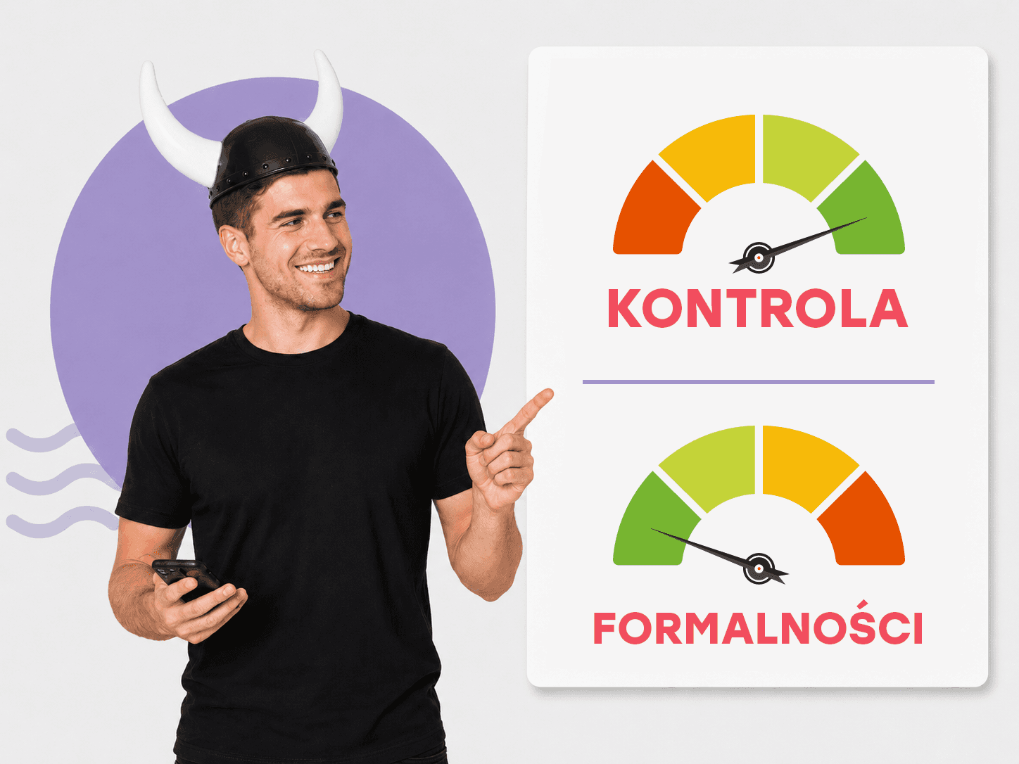 grafika mężczyzna wskazujący na napis kontrola