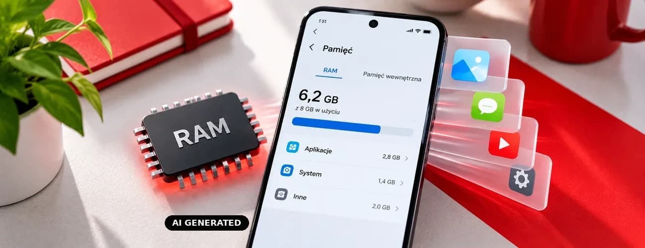grafika telefonu z informacją o ilości pamięci RAM