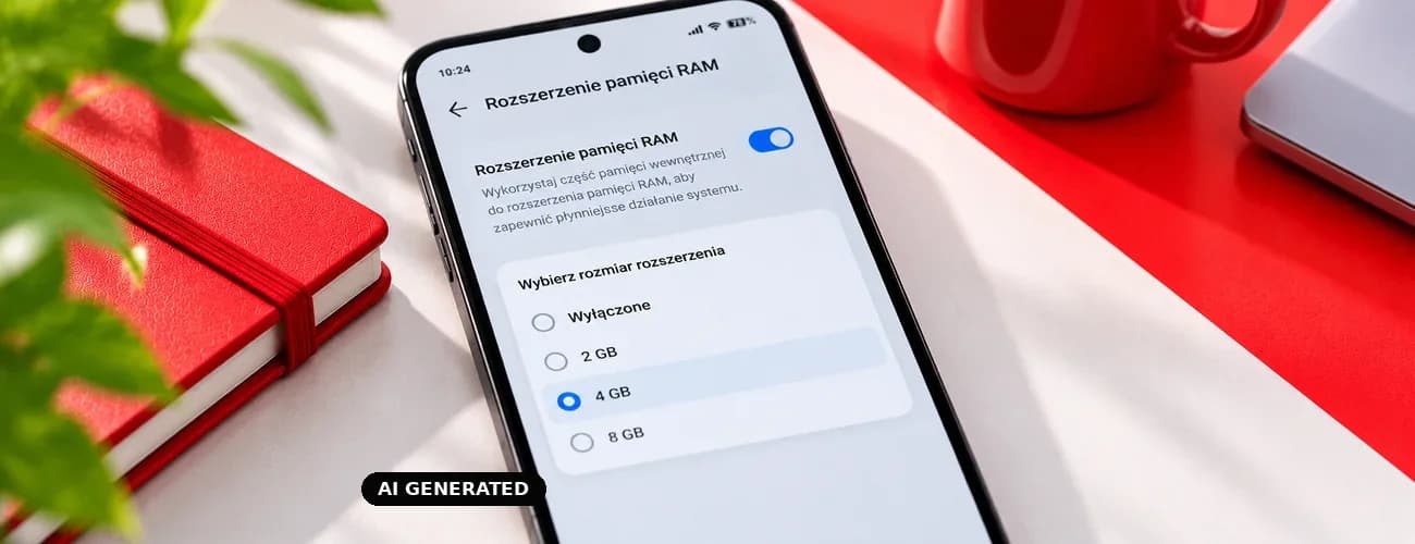 grafika telefonu z ustawieniami rozszerzenia pamięci RAM