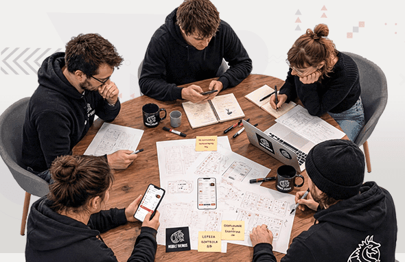 A photo of Mobile Vikings meetup participants during a workshop.