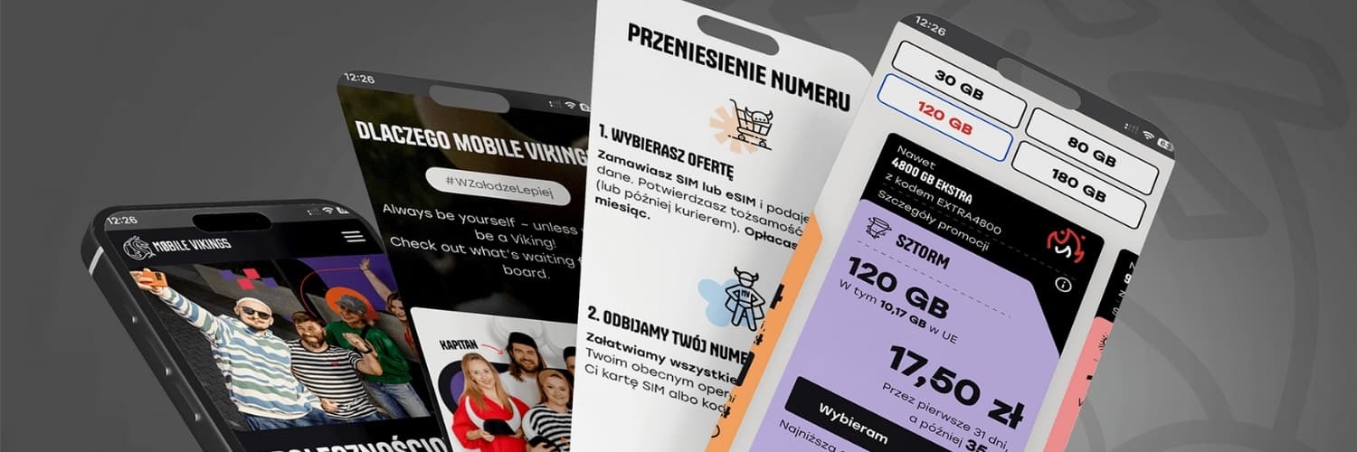 Oferta Mobile Vikings prezentowana na ekranach smartfona