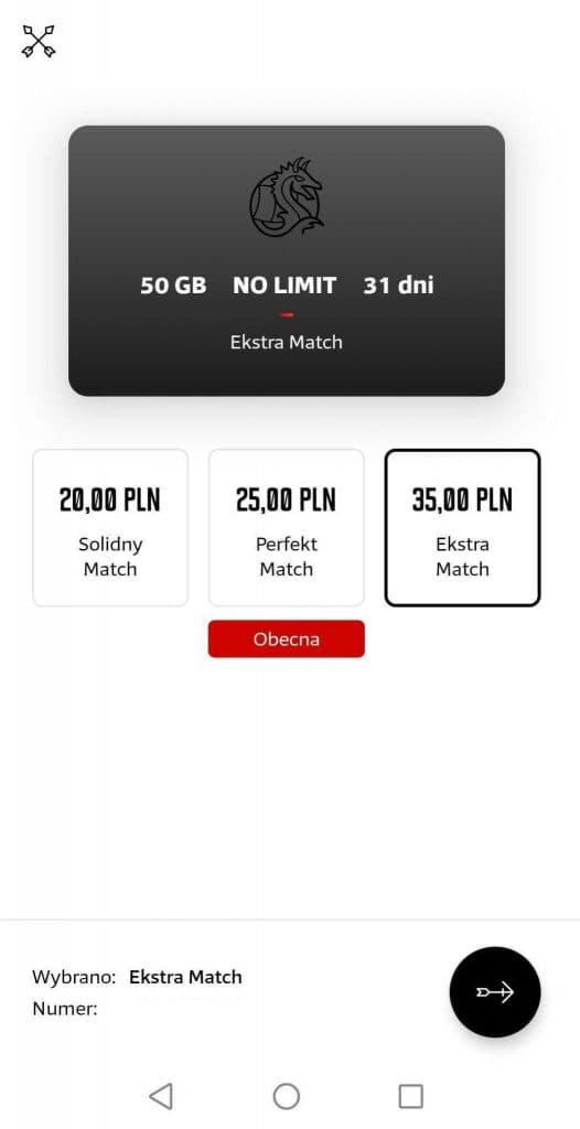 Choosing Ekstra Match offer in Viking App