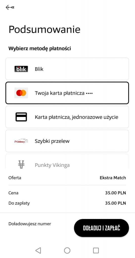 Choosing a payment method