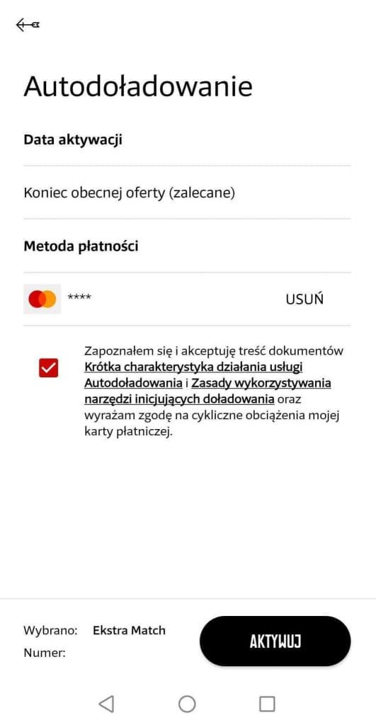 Akceptacja zgody i podpinanie karty