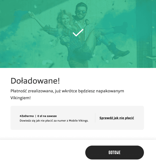 Screen after changing prepaid offer