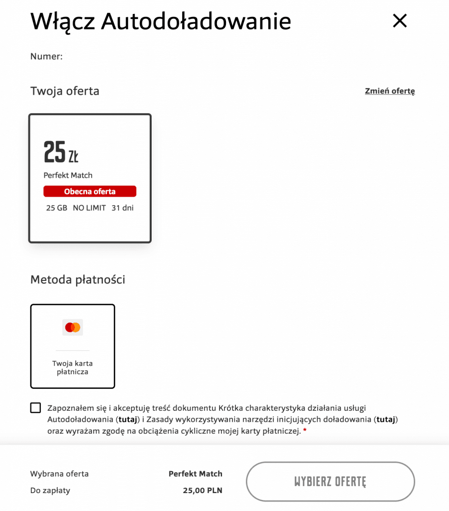 Zmiana oferty na karte