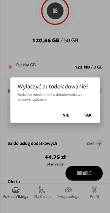 Confirmation of auto-recharge disabling